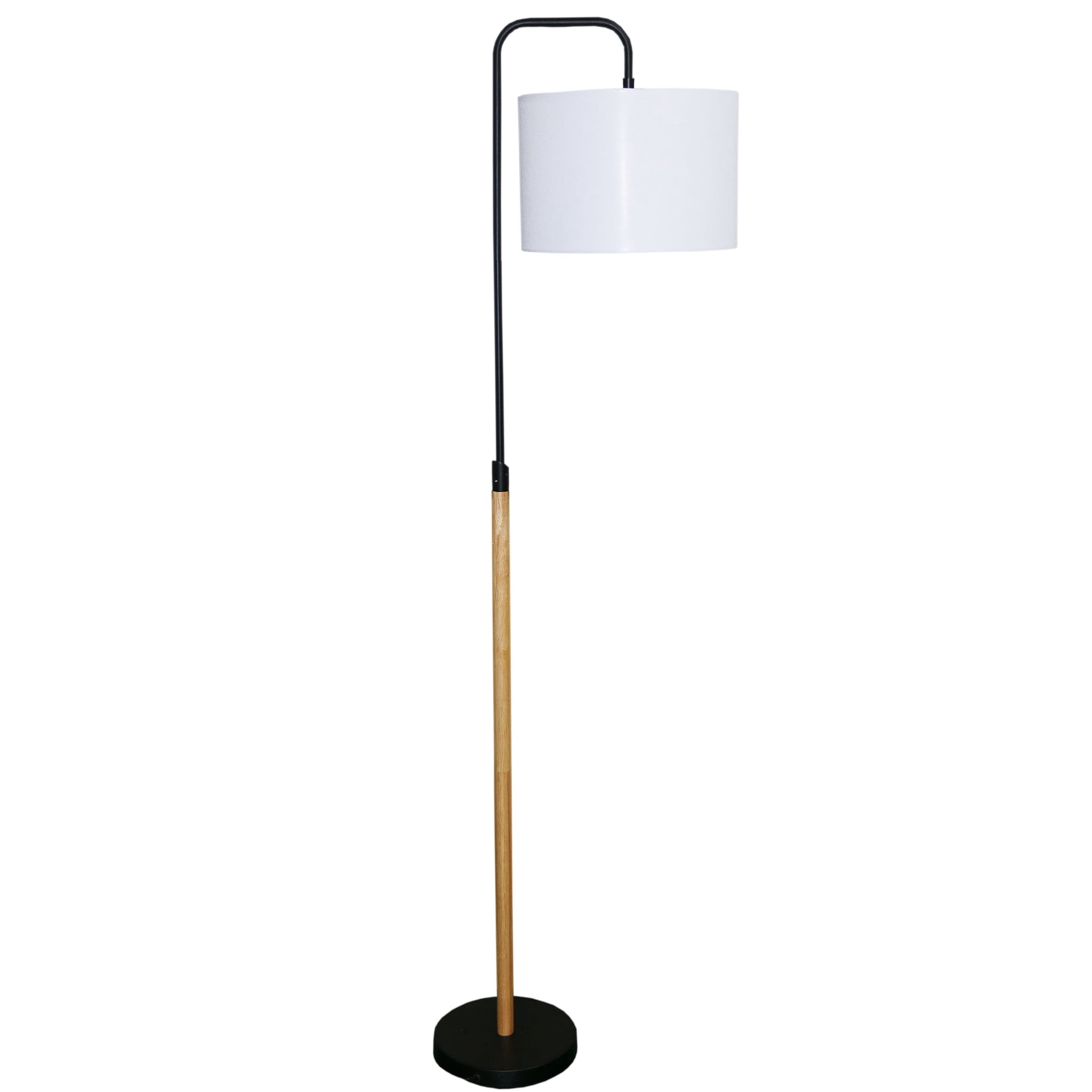 JERFIT 78-inch Modern Arc Floor Lamp with Curved Design and Fabric Shade for Living Room, Bedroom, Office Reading Corner, Plug-in Floor Light with Foot Switch, Black