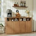 thumbnail image 3 of LEYAOYAO Large Fluted Buffet Cabinet with 4 Doors & Shelves Wood Sideboard Buffet Table Storage Cabinet Modern Accent Console for Living Room, Brown, 3 of 8