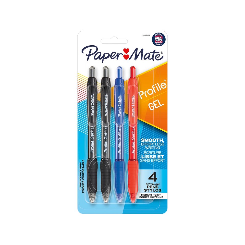 Paper Mate Profile Retractable Gel Pens, Medium Point, Asso 2095469