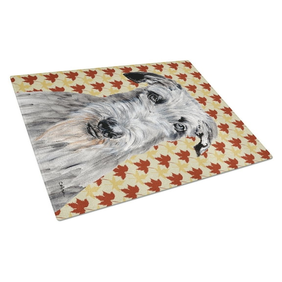 Carolines Treasures SC9682LCB Scottish Deerhound Fall Leaves Glass Cutting Board Large, 12H x 16W, multicolor