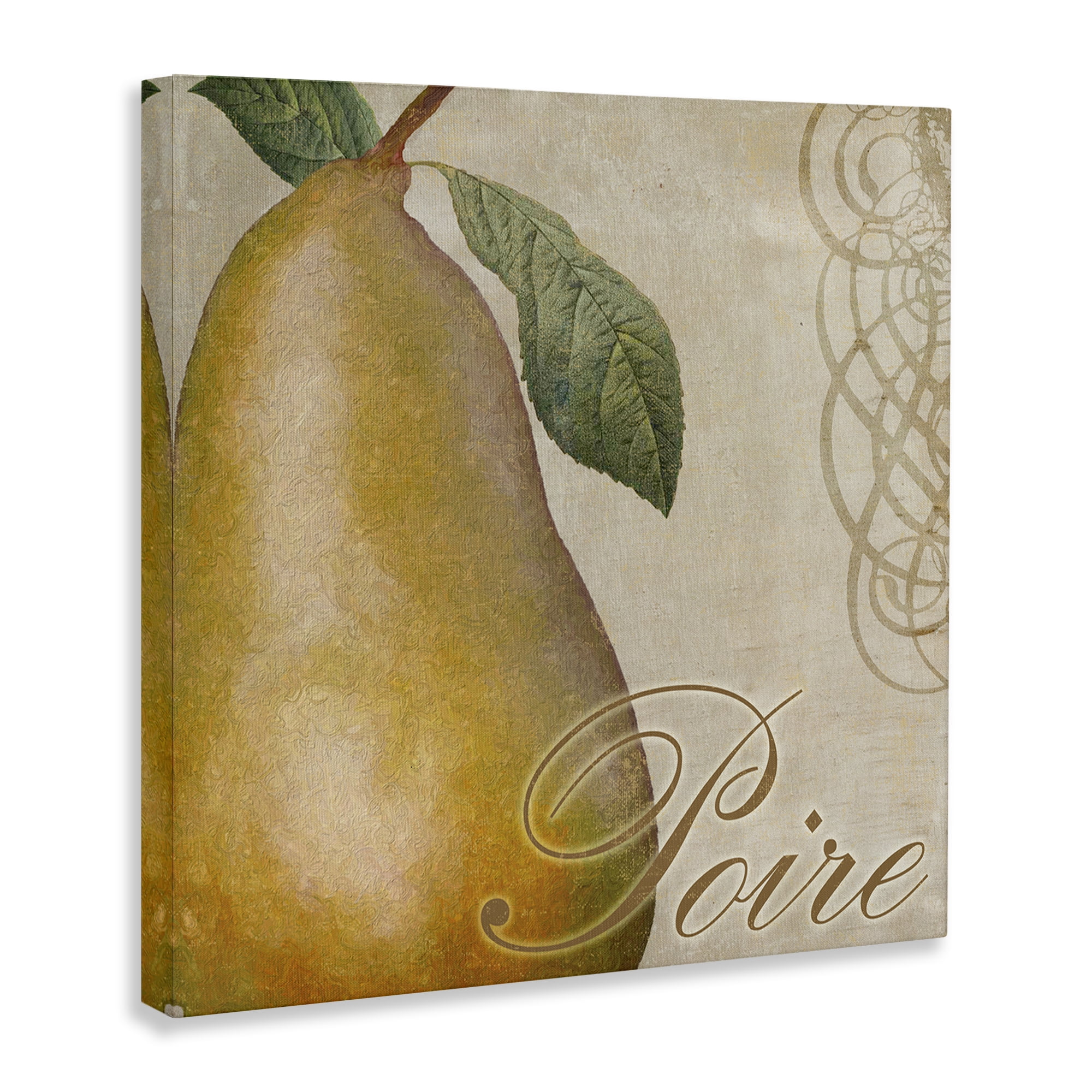 Stupell Industries Vintage French Pear Food & Beverage Painting Wrapped Canvas Art Print Wall Art, 30 x 30