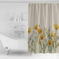 thumbnail image 2 of Minimalism Yellow Floral Shower Curtain, 66" x 72", Watercolor Plants Linen Background Waterproof Bathroom Curtain Washable Shower Curtain Set with 12 Hooks, 2 of 6