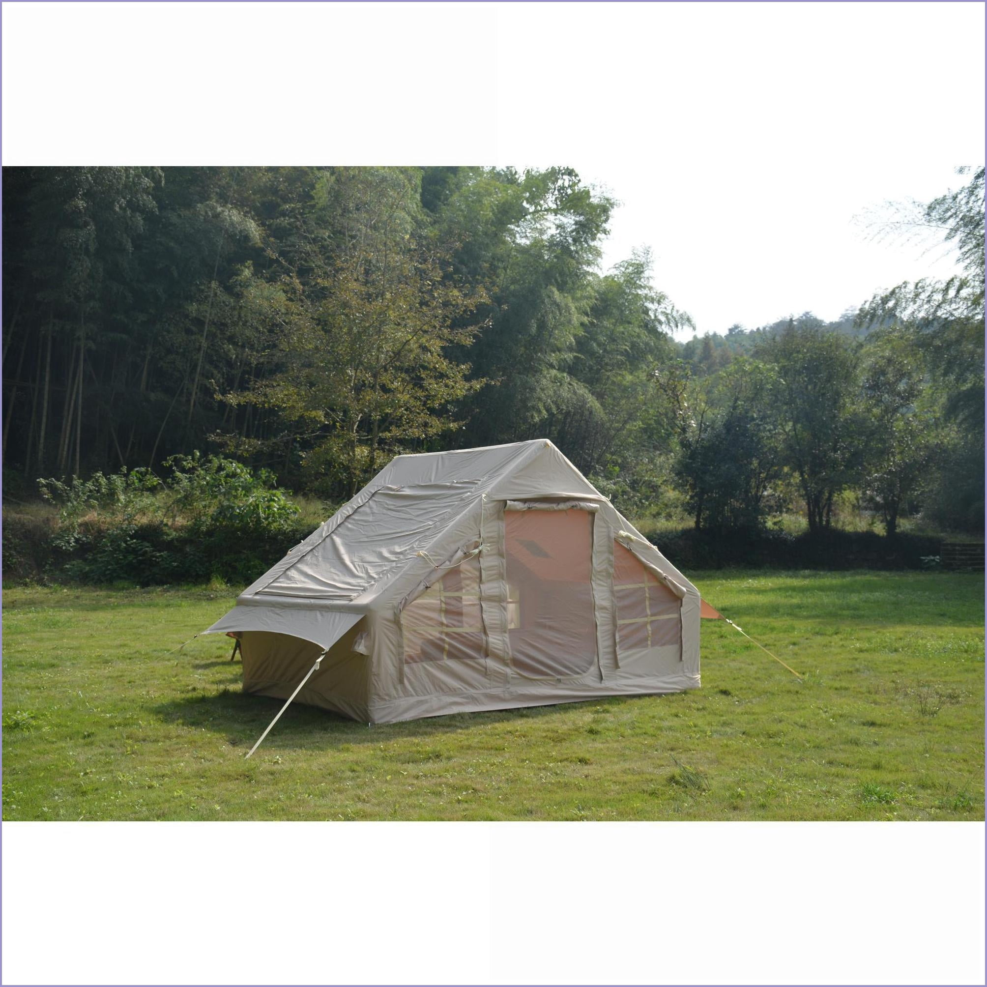 Tents | Tienda de Campaña, 4-6 Person 4 Season Inflatable Tent for Camping Glamping, Waterproof with Stove Jack | Beige