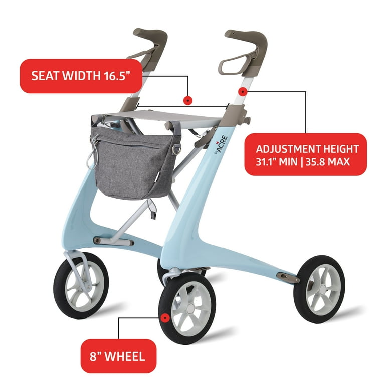 byACRE Carbon Ultralight Rollator Walker, Regular Track, 16.5 x