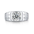 thumbnail image 2 of Adjustable 2ct Moissanite Engagement Rings for Men Round Cut D Color VVS1 Sterling Silver Diamond Rings Moissanite Wedding Rings with Certificate, 2 of 8