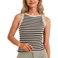 thumbnail image 2 of Striped Tank Tops for Women Ribbed Knit Crewneck Sleeveless Shirt Summer Womens Tanks, 2 of 9