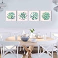 thumbnail image 5 of Home Wall Art Decor Succulent Plants Simple Life Canvas Paintings Posters Prints 16" x 16" 4 Pieces Watercolor Hand-Drawn Green Leaf Framed Nature Pictures for Living Room Kitchen Decorations, 5 of 6