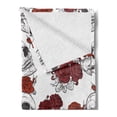 thumbnail image 2 of Skull Soft Flannel Fleece Throw Blanket, Retro Gothic Dead Head Skeleton with Roses Halloween Theme Spooky Trippy Romantic, Cozy Plush for Indoor and Outdoor Use, 50" x 60", Grey, by Ambesonne, 2 of 5