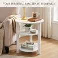 thumbnail image 2 of ZEXVIDA Round Side Table, 3-Tier Small Round End Table WithOpen Storage Shelves, Nightstand for Small Spaces, Living Room,White, 2 of 10