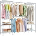 thumbnail image 4 of Heavy Duty Garment Rack  Clothing Rack for Hanging Clothes  Extra Large Closet  Freestanding Wardrobe Closet Organizer and Storage with Hanger Rods  Extendable from to ft, 4 of 4