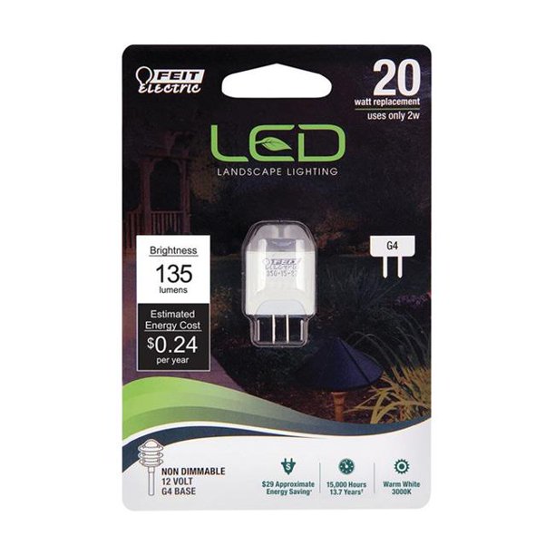 Feit Electric 3901253 2 watts G4 LED Ampoule avec 135 Lumens Blanc Chaud Paysage et Basse Tension 20 watts Équivalence - Cas de 6