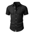thumbnail image 4 of VgaVtl Turn Down Collar Shirt Men Knit Summer Short Sleeve Button up Plain Holiday Shirts for Men Casual, 4 of 7