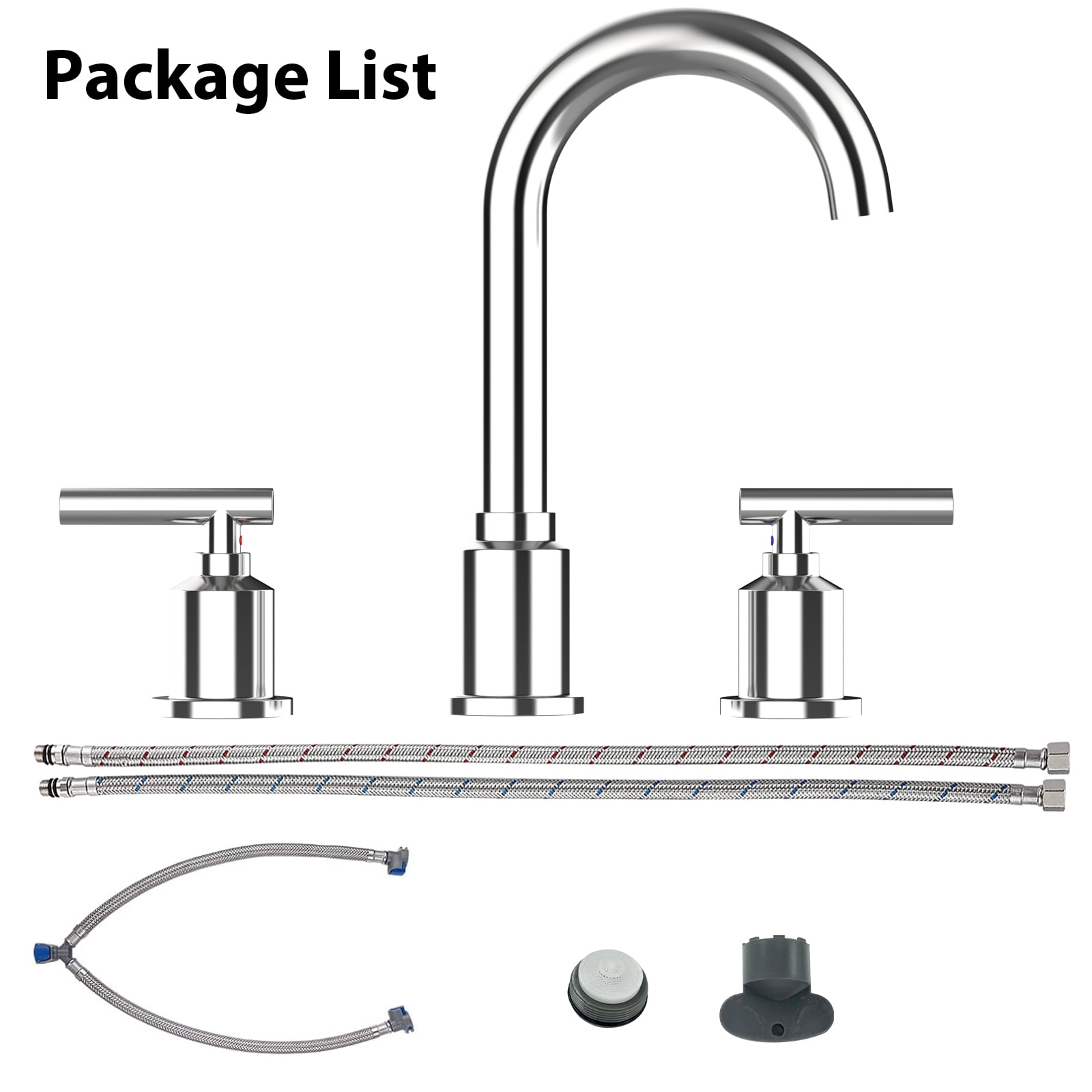 Kselythan 8 inch Bathroom Faucet 3 Hole, 2-Handle Bathroom Sink Faucet,   Widespread Bathroom Centerset Faucet Set with Drain Assembly