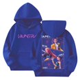 thumbnail image 2 of Moonsky Sudadera con capucha y cordón HUNTRX, estampado de grupo de chicas coreanas, jersey corto, suave y cómodo, top de manga larga para primavera y otoño. Azul 150, 2 of 5