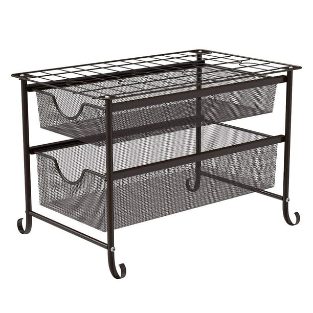 Nex2 Tier Sliding Cabinet Basket With Storage Shelf Drawer Organizer Brown Com Storage Shelf Drawer Organizer Brown, Sliding Cabinet Drawer Baskets