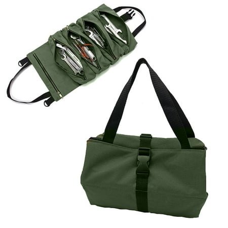 

Multi Functional Rolling Tool Bag Multi Pocket Canvas Storage Bag(Green)