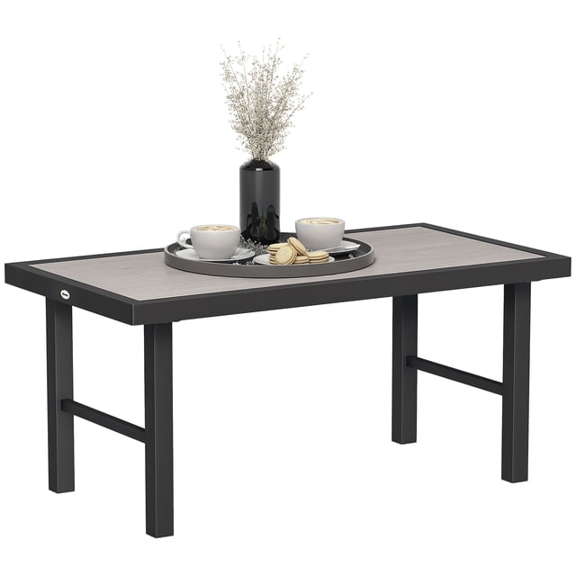 Outsunny Metal Patio Coffee Table, Outdoor Side Table, Distressed Grey