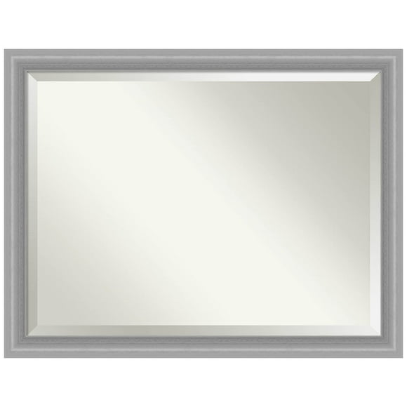 Amanti Art Bathroom Mirror, Peak Polished Nickel Narrow Wall Mirror for use as Bathroom Vanity Mirror Over Sink (34.5 x 44.5 in.) Beveled Mirror, Silver Mirror, Traditional Mirror from WI, USA