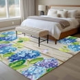 thumbnail image 4 of 5'x7' Area Rugs, Blue Hydrangea Indoor Outdoor Area Rug for Living Room Bedroom, Rustic Wooden Butterfly Spring Floral Washable Bathroom Rugs Kitchen Floor Carpet Mats Home Decor Aesthetic, 4 of 8