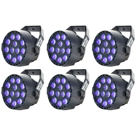 6 Eliminator Mini Par UV LED DMX Par Can Blacklights For DJ/Stage/Clubs/Bars ADJ