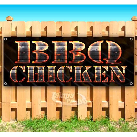 BBQ Chicken Burnt 13 oz Vinyl Banner With Metal Grommets