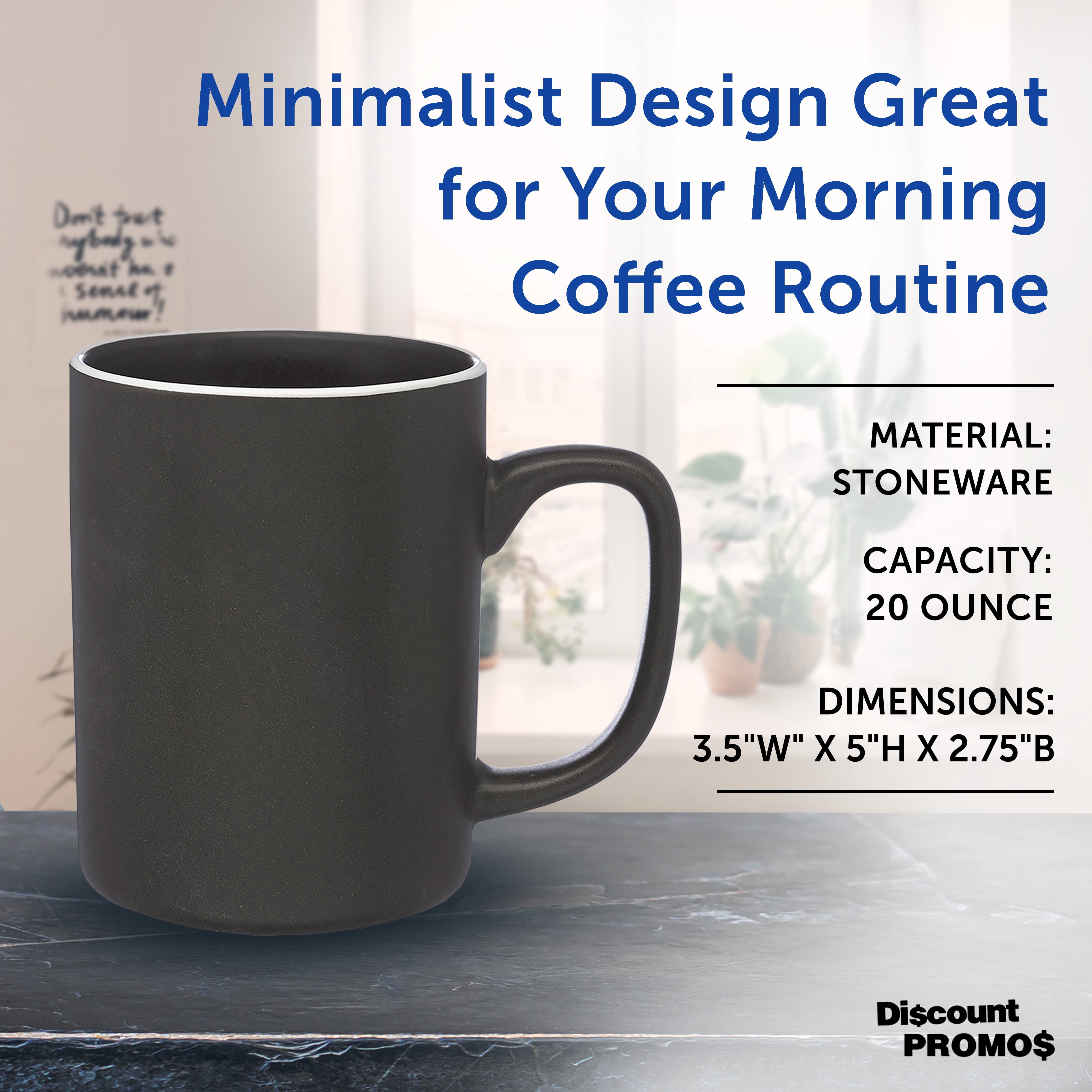 El Grande Matte Ceramic Mugs 20 oz. Set of 12, Bulk Pack - Perfect for Tea, Espresso, Cappuccino, Hot Cocoa - Charcoal