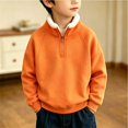 thumbnail image 5 of EnJoCho Kids Half Zip Sweatshirt Fleece Lined Toddler Pullover Sherpa Stand Collar Letter Embroidery Long Sleeve Warm Winter Weather Top for Boys Girls, 5 of 5