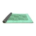 thumbnail image 2 of Ahgly Company Indoor Square Abstract Turquoise Blue Contemporary Area Rugs, 4' Square, 2 of 4