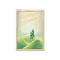 thumbnail image 1 of Landscape Wall Art with Frame, Sunrise on Rural Valley Fields Hills Tree Illustration, Printed Fabric Poster for Bathroom Living Room, 23" x 35", Cream Fern Green, by Ambesonne, 1 of 2