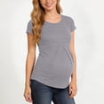 thumbnail image 4 of Axiiglly Maternity Shirts Short Sleeve Crew Neck Pleated Stretch Pregnancy T-Shirts Soft Comfortable Plus Size Tee for Women, S-4XL, 4 of 9