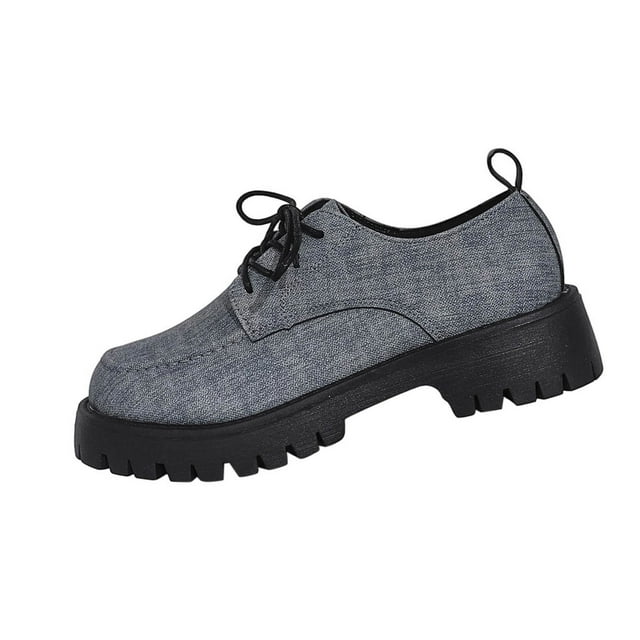 Chaussures pour Femmes Décontractées Quatre Saisons Bout Rond Mocassins à Lacets avec Semelles Épaisses - Chaussures Décontractées Confortables pour Femmes Mocassins Chaussures pour Femmes