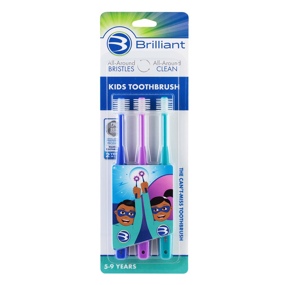 Brilliant Kids Toothbrush for Ages 59 Years, Round Head, SuperFine