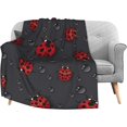 thumbnail image 5 of Ladybug Raindrop Soft Throw Blanket 40"x50" Lightweight Flannel Fleece Blanket for Living Room Bedroom Sofa Couch Warm and Cozy, 5 of 5