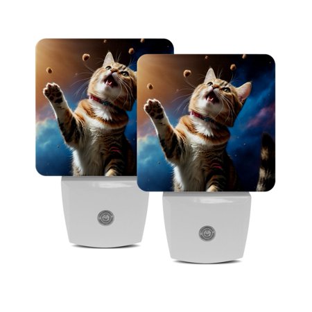 

Plug in Led Night Light with Auto Dusk to Dawn Sensor White Nightlights for Hallway Bedroom Kids Room Kitchen Stairway 2 Pack Galaxy Rainbow Planet Animal Cat Pizza Lovely