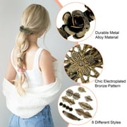 8pcs Vintage Metal Hair Clips, TSV Bronze Retro French Barrettes, Geometric Hollow Hair Pins for Women Girls, Hair Styling Accessories