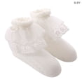 thumbnail image 2 of Qarigey Calcetines de encaje para niña, 2 capas, calcetín tobillero con volantes, calentador de pies de algodón para regalo de baile para niños, Medias Beige 6-8 años, 2 of 6