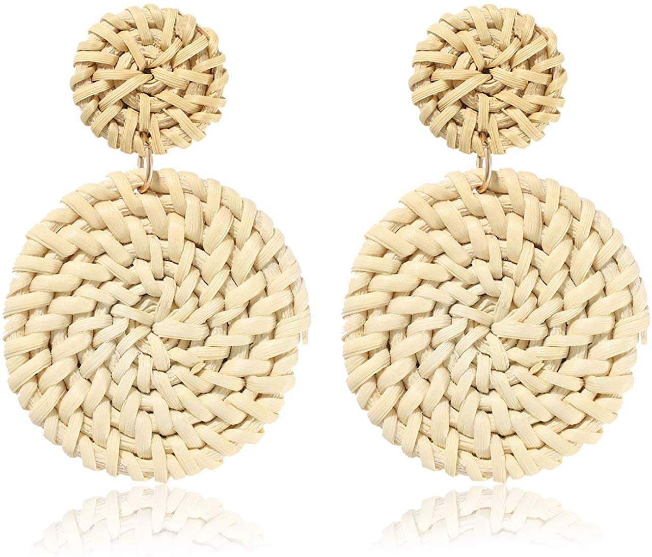 Woven Straw Lightweight Bohemian Statement Earrings for Women Girls Charmire Rattan Hoop Drop Dangle Handmade Earrings for Women