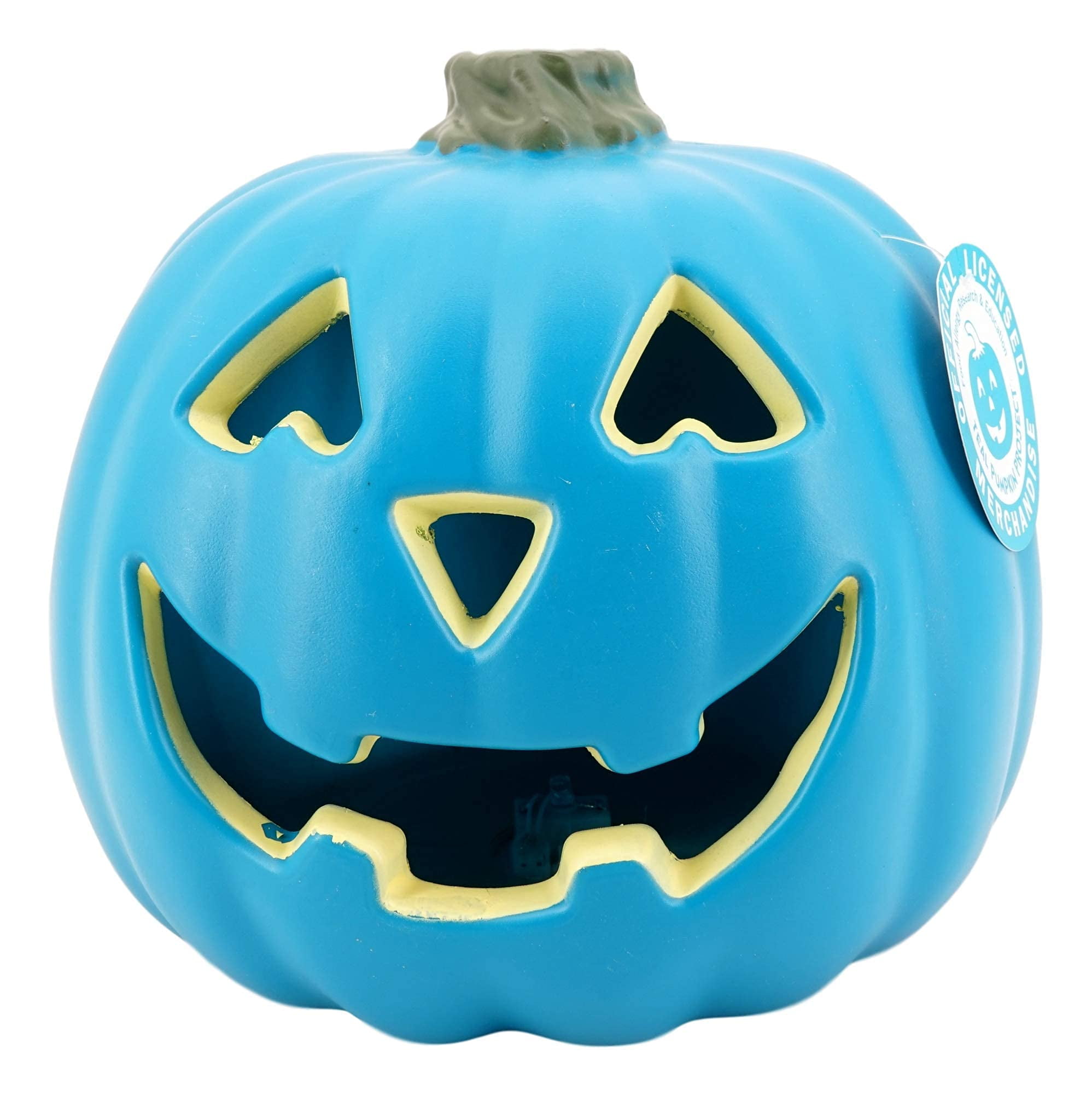 Teal Pumpkin Jack O Lantern (8 in) Plastic Lighted Allergy Friendly Halloween Decor