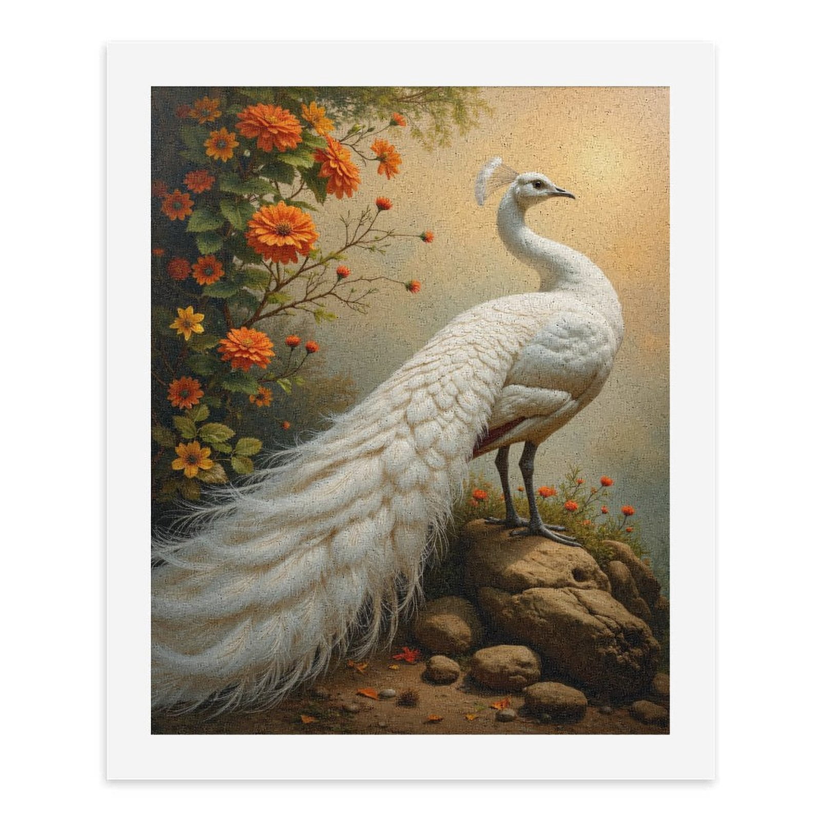 Paint By Numbers Kit for Adults Beginner - DIY White Bird Flowers Rocks Scenery Canvas Painting Kits for Adults, Frameless Paint By Number for Adults for Home Wall Decor 16x20 Inch