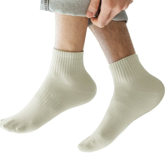 Mens Casual Outdoor Sport Athletic Ribbed Cuff Cotton Ankle Socks Breathable Fashion Solid Color Short Tube Ankle Socks