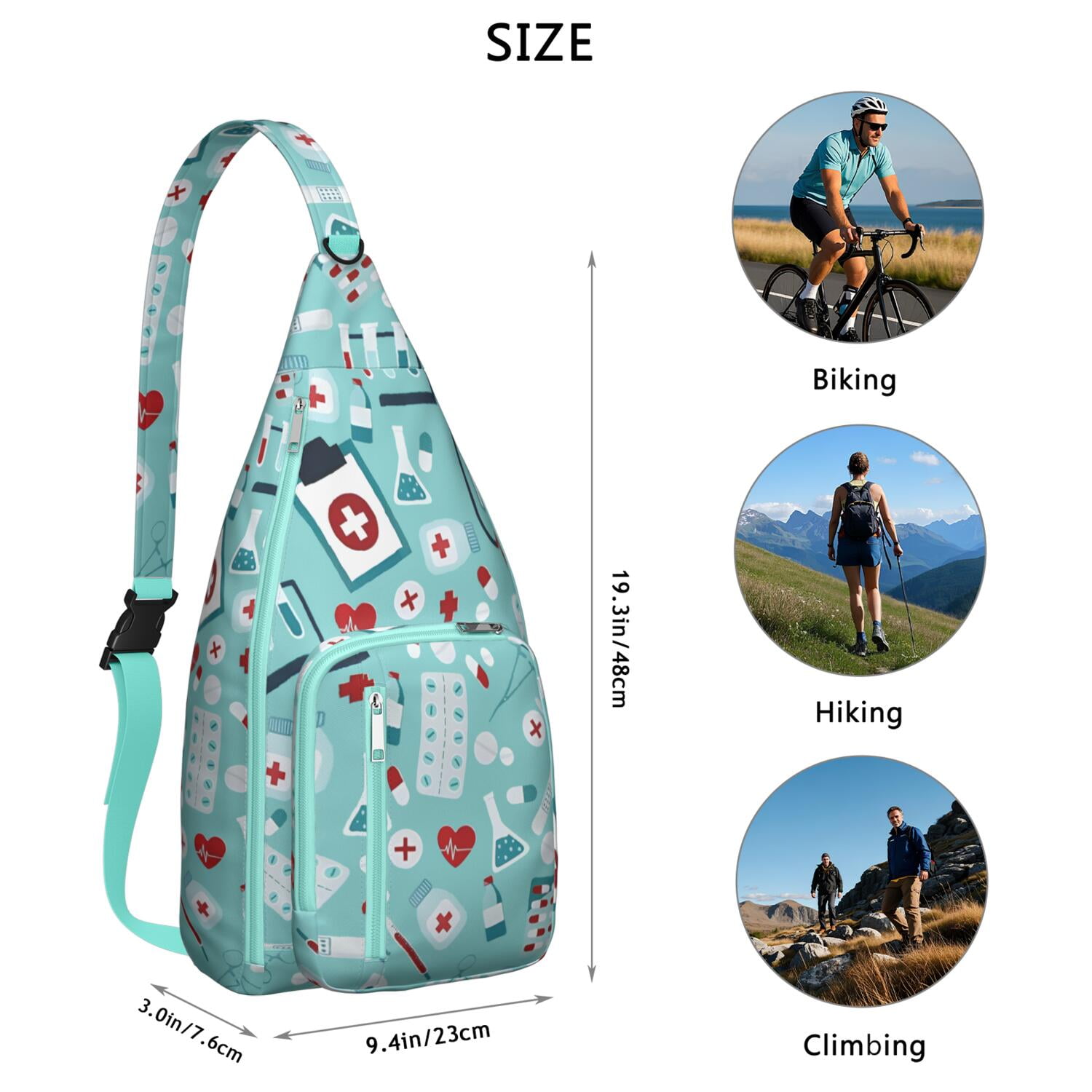 Funny Nurse Life Crossbody Sling Bag - Cute Nurse Aesthetic Waterproof Chest Pack, Lightweight Medical-Themed Shoulder Bag for Nursing Students & Healthcare Heroes (Saving Lives Every Day Design)