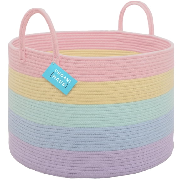 Cesta OrganiHaus Cute para aula con forma de arcoíris pastel, 20 x 13 cm