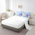 thumbnail image 5 of jejeloiu Cartoon Animal Unicorn Bedding Comforter Set 7 Pieces,Loves Stars Pattern Full Bedding Set,Pink White Blue Fitted Sheet Flat Sheet For Child,Lightweight Room Decor, 5 of 8