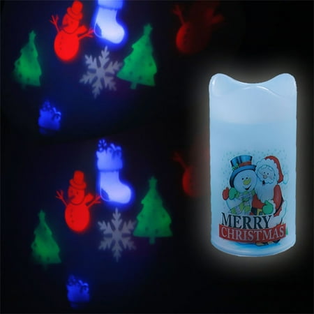 

LED Christmas Old Man Snowflakes Socks Creative Candle Projection Lamp