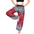 thumbnail image 3 of Bohotusk Red Sun Glow Elasticated Smocked Waist Womens Harem Pants S/M to 3XL, 3 of 3