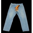thumbnail image 2 of Pantalones vaqueros con estampado de palmeras estilo hip hop de Tru Blu Denim, vaqueros de cintura alta con lavado gótico, pantalones holgados de estilo urbano vintage Y2k, de pierna ancha y recta, 2 of 5