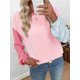 thumbnail image 4 of Blusas de Larga para Mujer, Moda de Otoño, Cuello Redondo, Bloque de Color, Punto Acanalado, Informal, Corte Holgado, Tipo Jersey. Rosa Azul M, 4 of 7