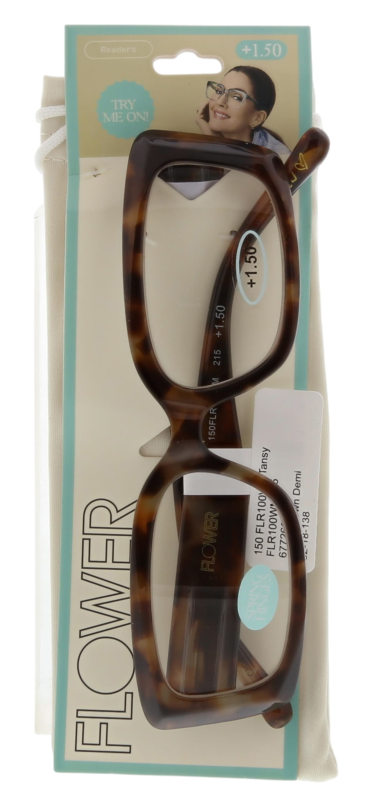 (2 pack) FLOWER Womens Reading Glasses - FLR100 Tansy +1.50
