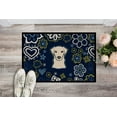 thumbnail image 2 of Carolines Treasures BB5073MAT 18 x 27 in. Blue Flowers Yellow Labrador Indoor or Outdoor Mat, 2 of 4