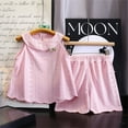 thumbnail image 2 of CPNG Toddler Baby Girls Clothes Summer Breathable Eyelet Sleeveless Ruffle Tops Shorts Set Fashionable Casual Suit(Pink,3-4 Years), 2 of 9